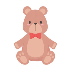 Obraz na płótnie Canvas kids toys teddy bear with bow decoration isolated icon design white background