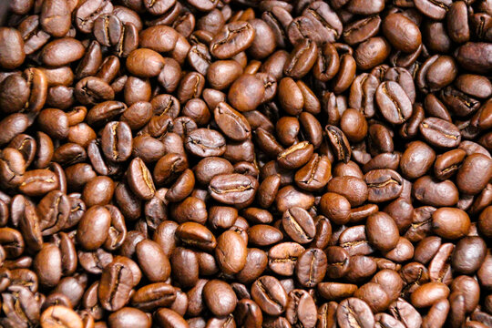 Coffee Beans Closeup On Dark Background © alexandre