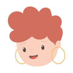 young woman face cartoon character isolated icon design