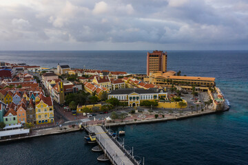 Aerial view over downtown Willemstad - Curacao - Caribbean Sea