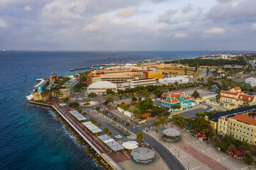 Aerial view over downtown Willemstad - Curacao - Caribbean Sea