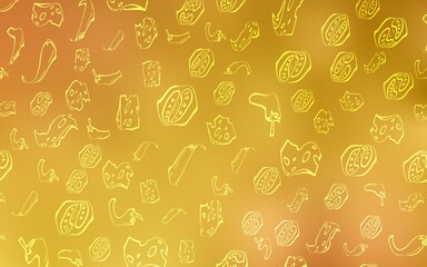 Light Orange vector template with organic meal. Blurred decorative design of snacks in doodle style. Design for ad, poster, banner of cafes or restaurants.