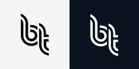 Modern Abstract Initial letter BT logo. This icon incorporate with two abstract typeface in the creative way.It will be suitable for which company or brand name start those initial.