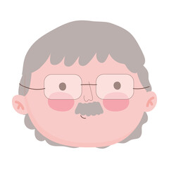 grandparents day, old man grandpa cartoon character face isolated icon design