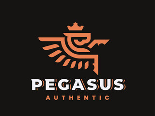 Horse modern logo. Stallion heraldic emblem design editable for your business.