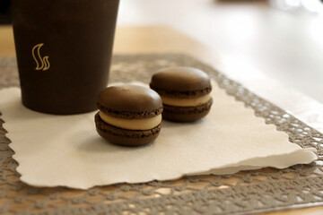 macaroons and coffee, French style cafe