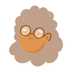grandparents day, elderly woman granny face character cartoon isolated icon design