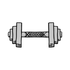 Dumbbell icon. Horizontal view. Vector flat graphic hand drawn illustration. The isolated object on a white background. Isolate.