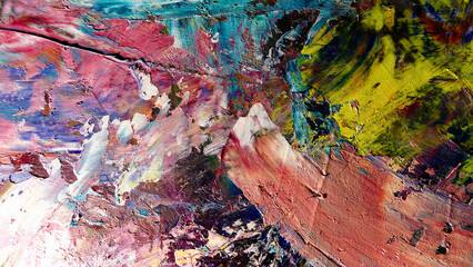 Colorful abstract background wallpaper. Modern motif visual art.  Mixtures of oil paint. Trendy hand painting canvas. Wall decor and Wall art prints Idea.  3D Texture.