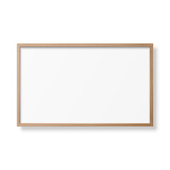 Vector 3d Realistic Horizontal Brown Wooden Simple Modern Frame Icon Closeup Isolated on White Background. It can be used for presentations. Design Template for Mockup, Front View