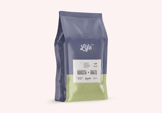Matte and Glossy Coffee Bag Package Mockup