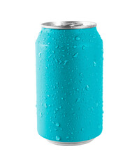 Aluminum Blue can on white background, Water drop on can. File contains with clipping path so easy to work.