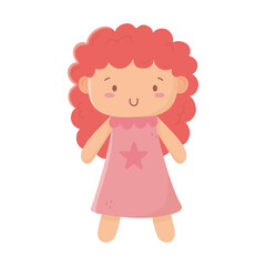 kids toys cute little doll isolated icon design white background
