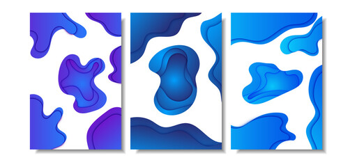 Abstract colorful papercut background set.