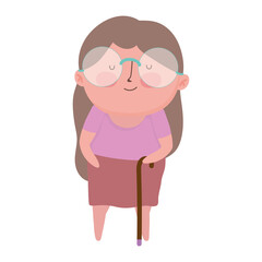 grandparents day, cartoon grandmother character family isolated icon design white background