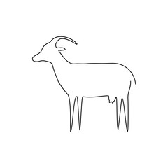 Goat line icon. Farm animal continuous line drawn vector illustration.