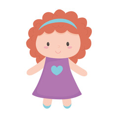kids toys little doll cartoon isolated icon design white background