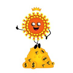 Funny character virus. Coronavirus. Impact on the global economy. Financial crisis. illustration. Money and finance