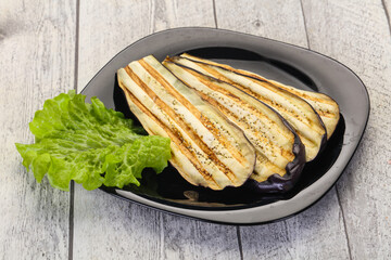 Grilled eggplant in the bowl