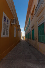 
historic center with old door and window and old colors historic square wide angle view south america brazil