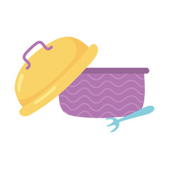 plastic lunch box and fork cartoon isolated icon design white background