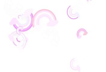 Light Purple vector texture with rainbows, clouds.