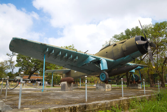 HUE, VIETNAM - JANUARY 08, 2016: American aircraft AD-6 (Douglas A-1 Skyraider) 