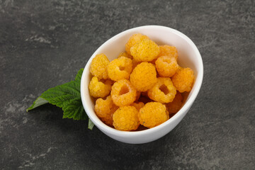 Sweet ripe tasty yellow raspberry
