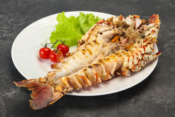 Grilled crayfish in the plate