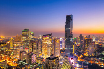 Cityscape view of Bangkok modern office business building in business zone at Bangkok,Thailand....