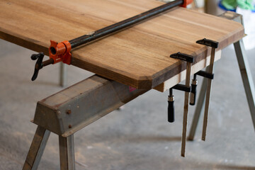 old butcher block restoration glue and clamps