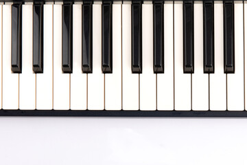 Naklejka premium 2 octave black and white keys of an electronic piano keyboard on a white background