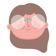 grandparents day, elderly woman granny face character cartoon isolated icon design