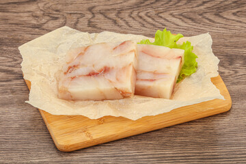 Raw pollock fish fillet for cooking