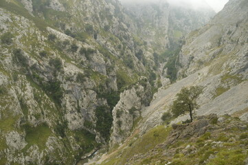 The dramatic landscape of the Picos de Europa mountains in Cantabria and Castile and León in Spain