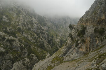 The dramatic landscape of the Picos de Europa mountains in Cantabria and Castile and León in Spain
