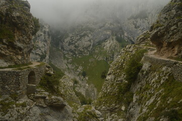 The dramatic landscape of the Picos de Europa mountains in Cantabria and Castile and León in Spain
