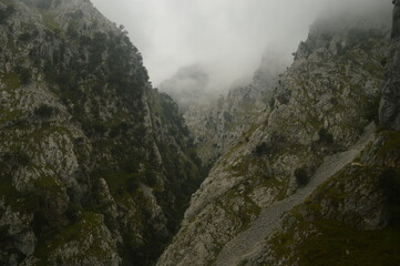The dramatic landscape of the Picos de Europa mountains in Cantabria and Castile and León in Spain