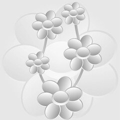 black and white vector flowers.