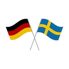 German and Swedish flags icon isolated on white background. Vector illustration