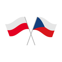 Czech Republic and Poland flags icon isolated on white background. Vector illustration