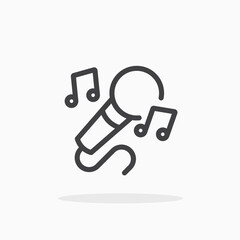 Microphone icon in line style. Editable stroke.