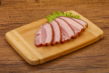 Tasty smoked pork brisket slice