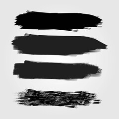 Big collection of black paint, ink brush strokes, brushes, lines, grungy. Dirty artistic design elements, boxes, frames. Vector illustration. Isolated on white background. Freehand drawing.