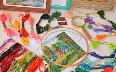 cross stitch pictures with colored threads