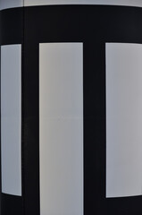 Closeup of black-and-white stripes on Juno rocket