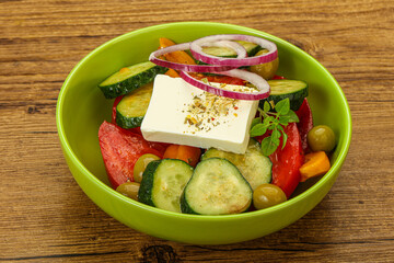 Traditional Greek salad with feta cheese