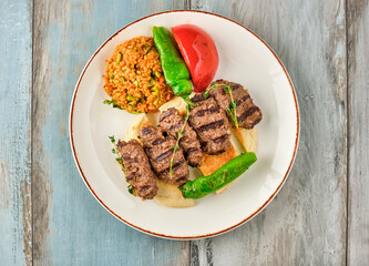 Turkish meatball traditional kofte. Spicy meatballs Kebab or Kebap.