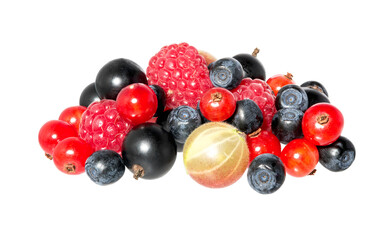 Fresh berries isolated on white background.