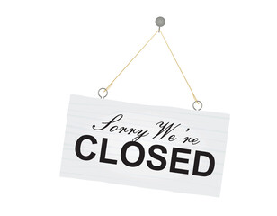 Sorry we are closed hanging sign. vector illustration